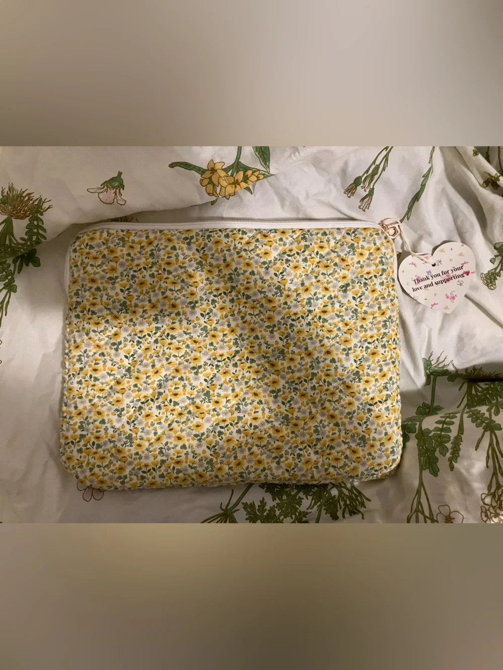 Yellow Floral Quilted Laptop Sleeve